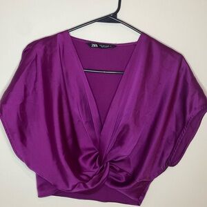 Zara Magenta Cropped Blouse